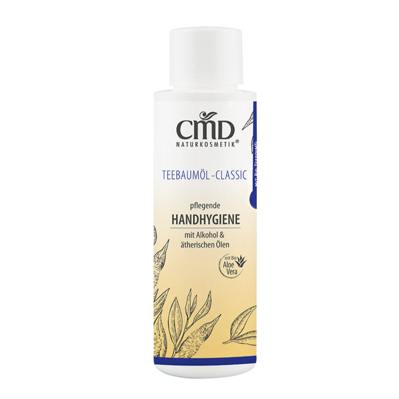 CMD NATURKOSMETIK Teebaumöl pflegende Handhygiene mit Tropfeinsatz – mit Bio Aloe Vera und Glycerin bewahrt Deine Haut vor Feuchtigkeitsverlust und schützt sie vor dem Austrocknen., 100ml