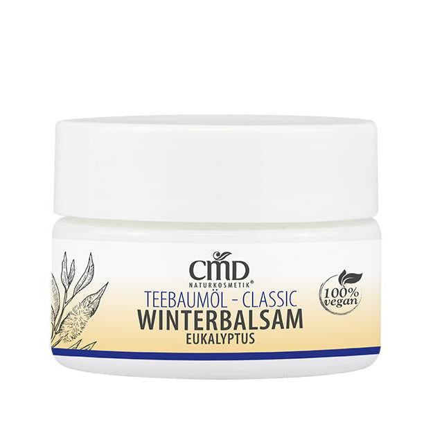 CMD NATURKOSMETIK Teebaumöl Winterbalsam Eukalyptus – pflegt die gereizte Haut und auf Brust, Rücken und Schläfen aufgetragen, lässt der Winterbalsam Dich tief durchatmen und verhilft dadurch zu einer ungestörten Nachtruhe, 15ml