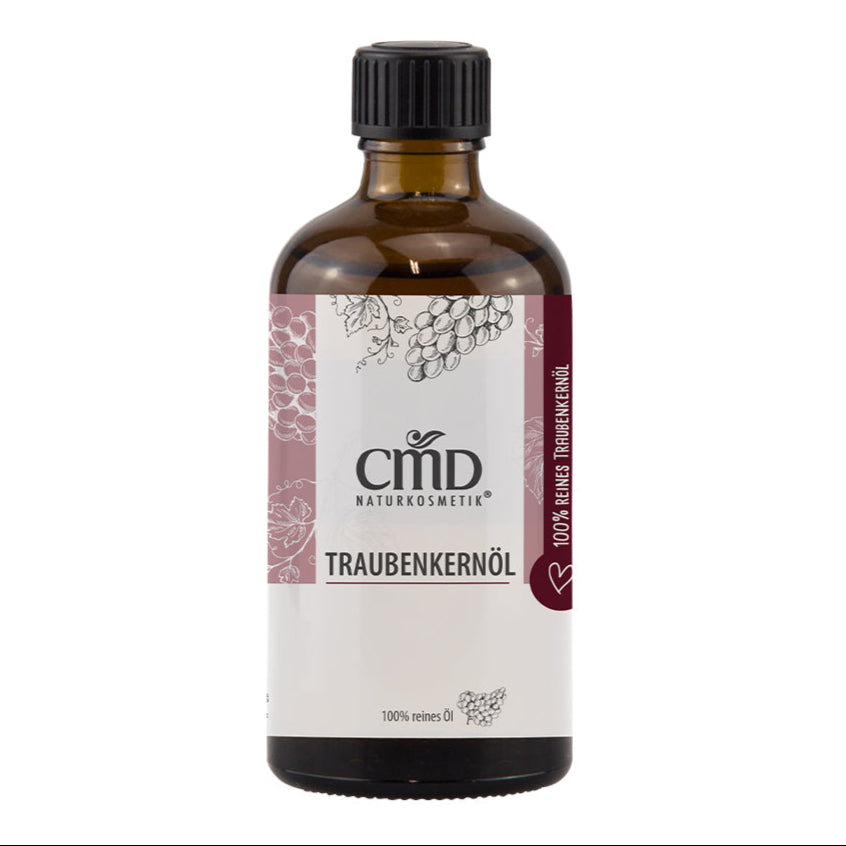 CMD NATURKOSMETIK Traubenkernöl – Es besitzt einen hohen Anteil an Vitamin E, das eine günstige Wirkung auf Muskeln, Gelenke, Gefäße und die Haut hat., 100ml