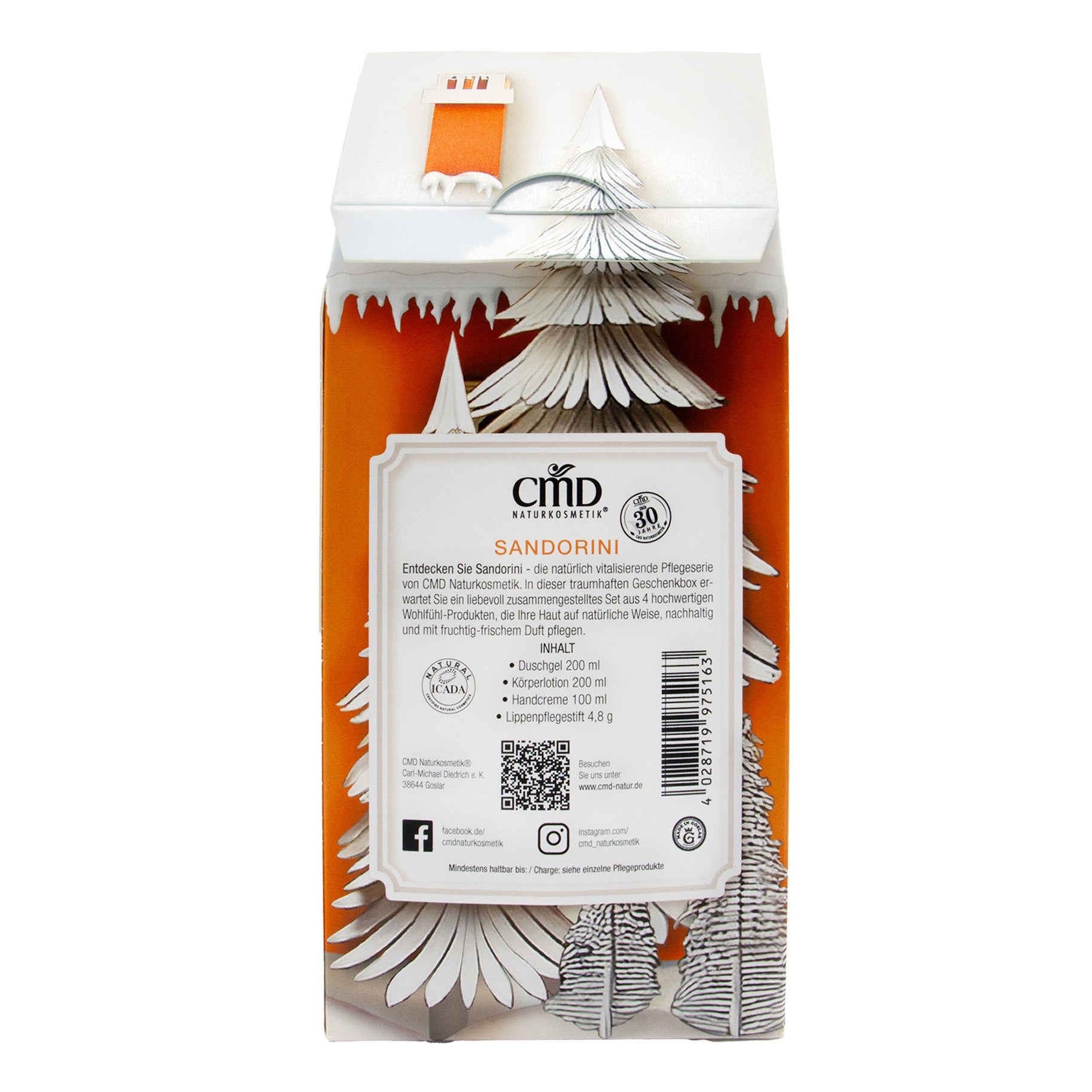 CMD NATURKOSMETIK Weihnachtsset Villa Sandorini, 1Stk, Geschenkbox Rückseite