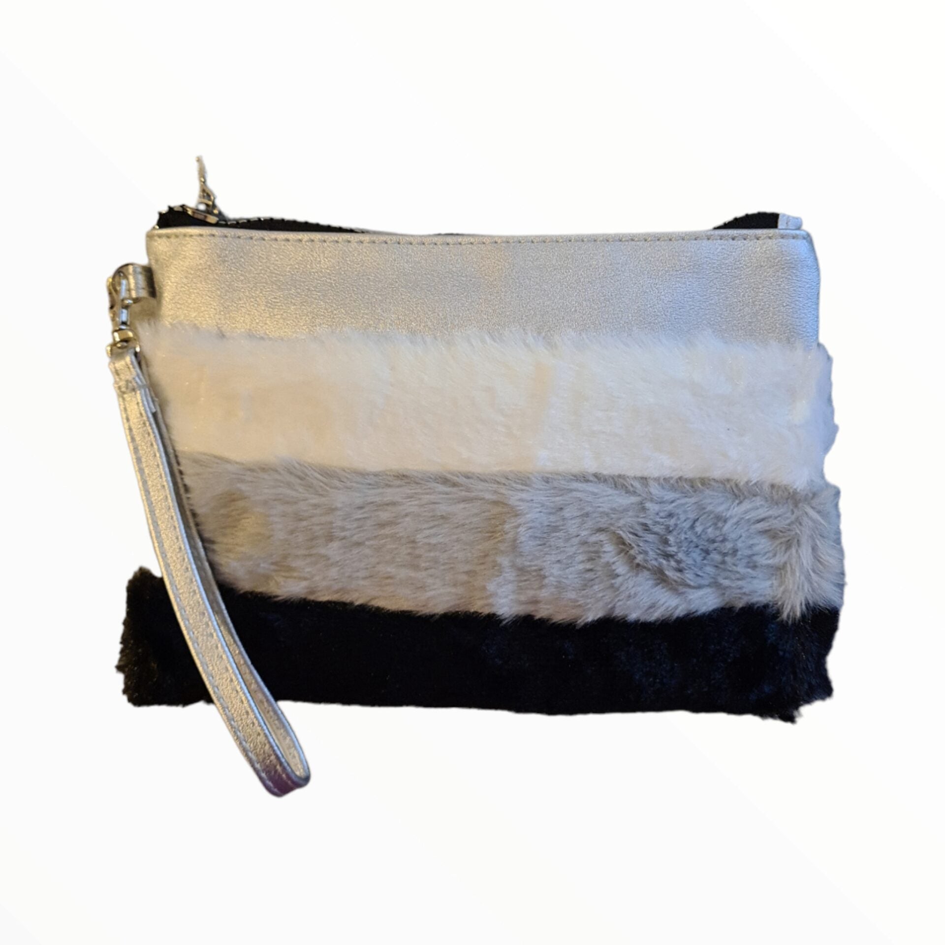 CNC moderne Kosmetiktasche "Fell" – Dekorative und moderne Kosmetik Tasche aus PU Leder mit Kunst-Fell, 1St.