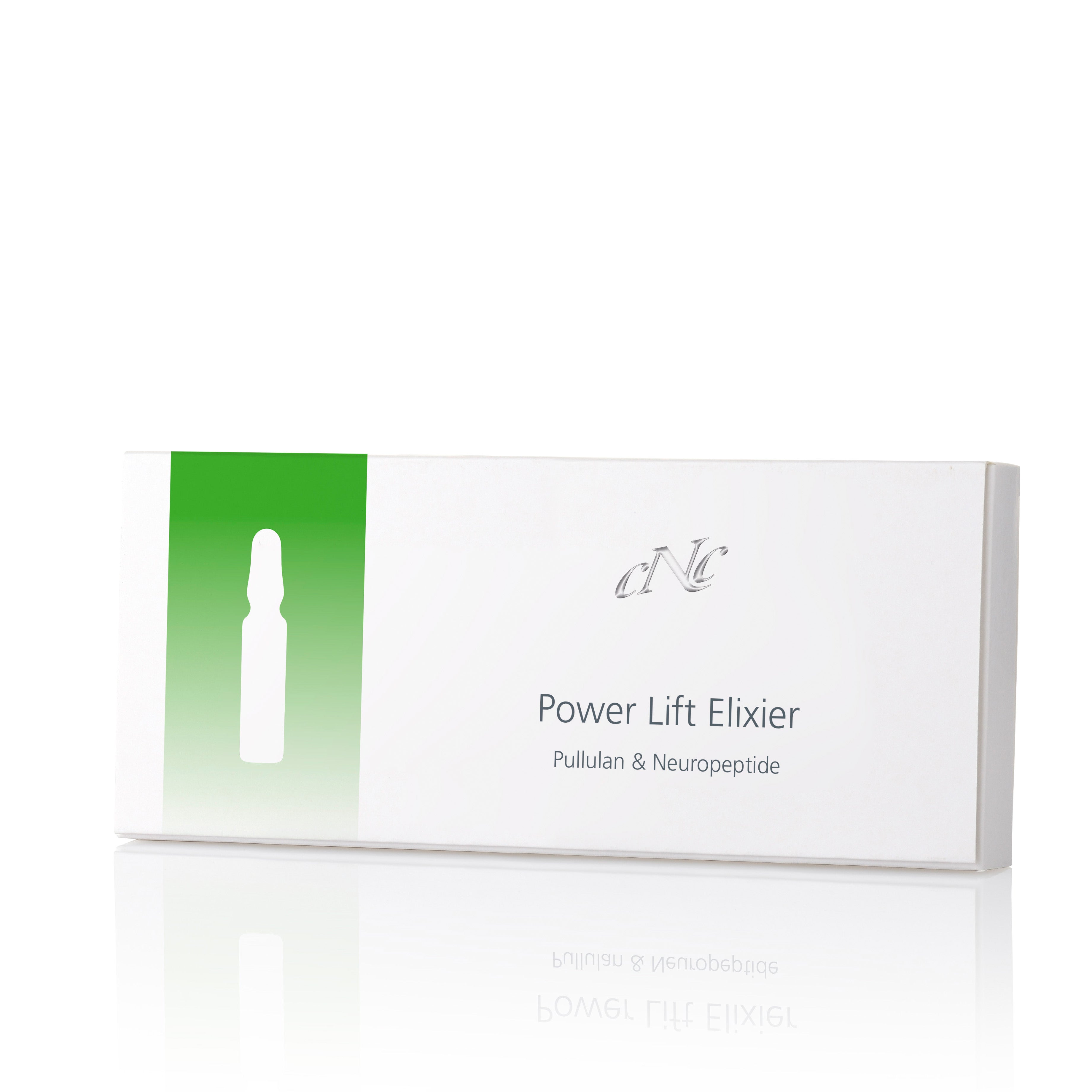 CNC Power Lift Elixier Pullulan & Neuropeptide – Biomimetische Peptide regen die Kollagensynthese an, entspannen die Gesichtsmuskulatur und mildern dadurch kleine Fältchen., 10x2ml, Box