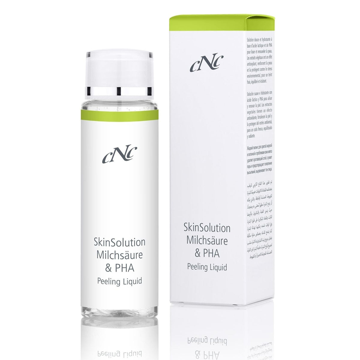 CNC SkinSolution Milchsäure & PHA Peeling Liquid – Mildes 10 % AHA & PHA Peeling, 100ml, Flasche und Umkarton