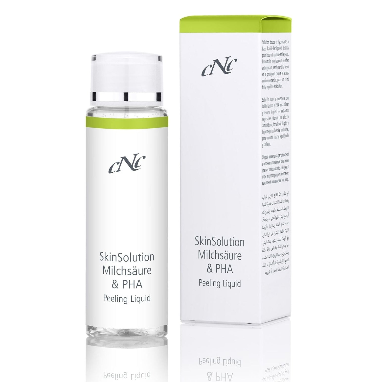 CNC SkinSolution Milchsäure & PHA Peeling Liquid – Mildes 10 % AHA & PHA Peeling, 100ml, Flasche und Umkarton