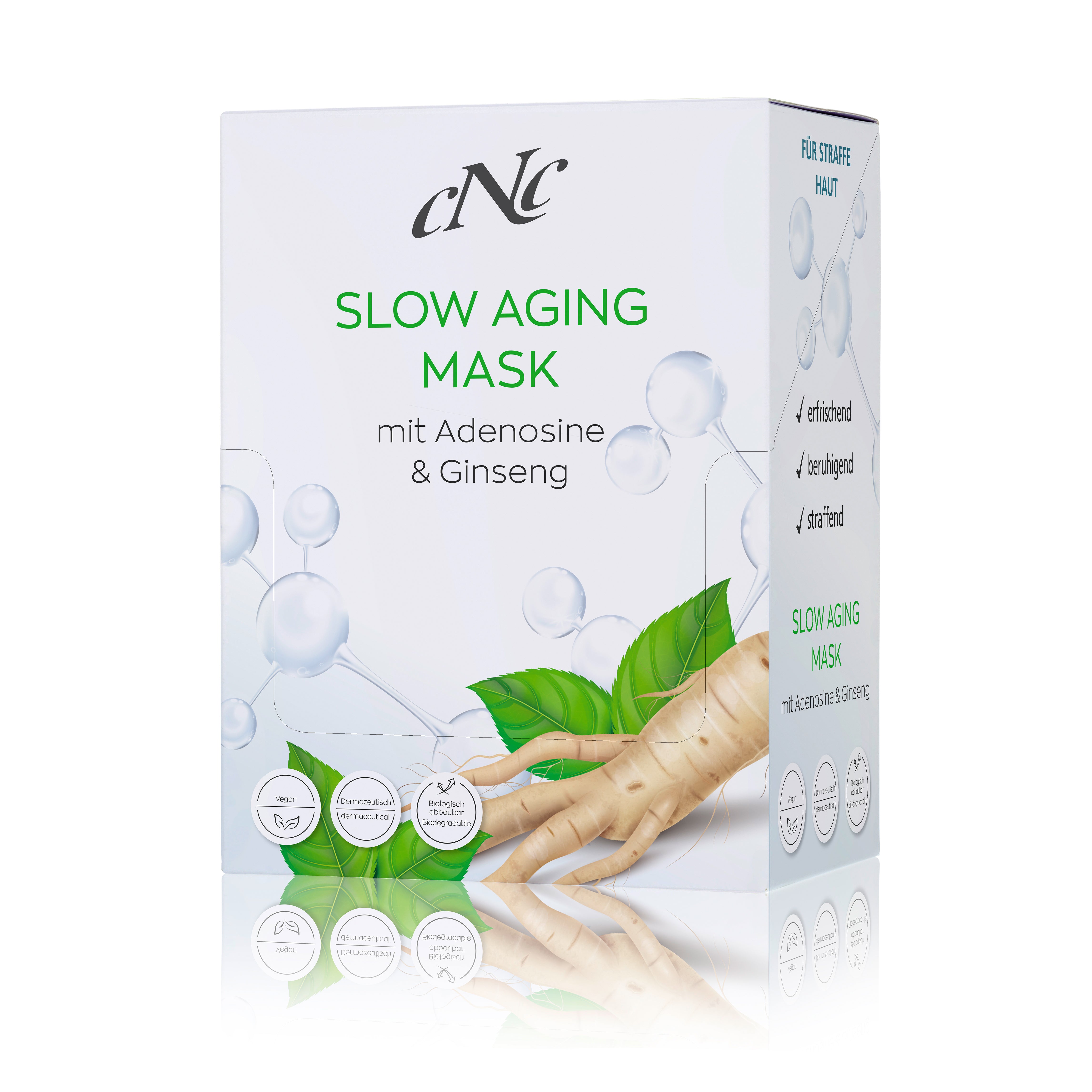 CNC Slow Aging Mask mit Adenosin & Ginseng –  Aktiviert die Zellerneuerung und die Entstehung von Zeichen stressbedingter vorzeitiger Hautalterung werden verzögert. , 1St., Packung