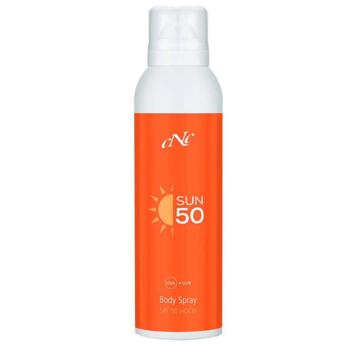 CNC SUN Bodyspray SPF50 – Bietet mit seinem photostabilen UVA/UVB-Breitbandfiltersystem sofortigen und zuverlässigen Schutz vor Sonnenbrand, 250ml
