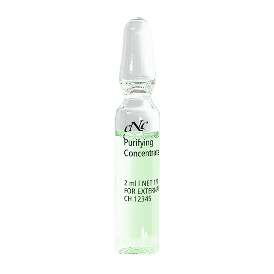 CNC Wirkstoffampulle Purifying Concentrate Einzelampulle – sorgt dafür, dass übermäßige Talgproduktion reduziert wird, Entzündungen abklingen und das Hautbild sichtbar mattiert erscheint., 2ml