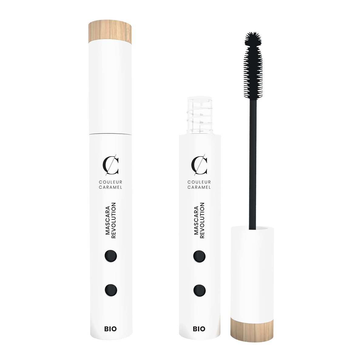 COULEUR CARAMEL Revolution Mascara - extra-black – Mit einzigartiger Doppelbürste formt er die Wimpern perfekt und hüllt sie in ein intensives Schwarz, das für einen Blick voller Tiefe und Dimension sorgt., 6ml
