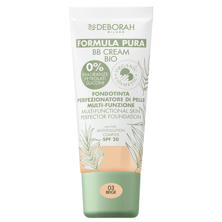 DEBORAH MILANO Formula Pura BB Cream Bio beide – glättet die Haut, kaschiert Unregelmäßigkeiten, gleicht den Teint aus, spendet Feuchtigkeit, pflegt die Haut und bietet Schutz vor blauem Licht und Umweltverschmutzung., 30ml