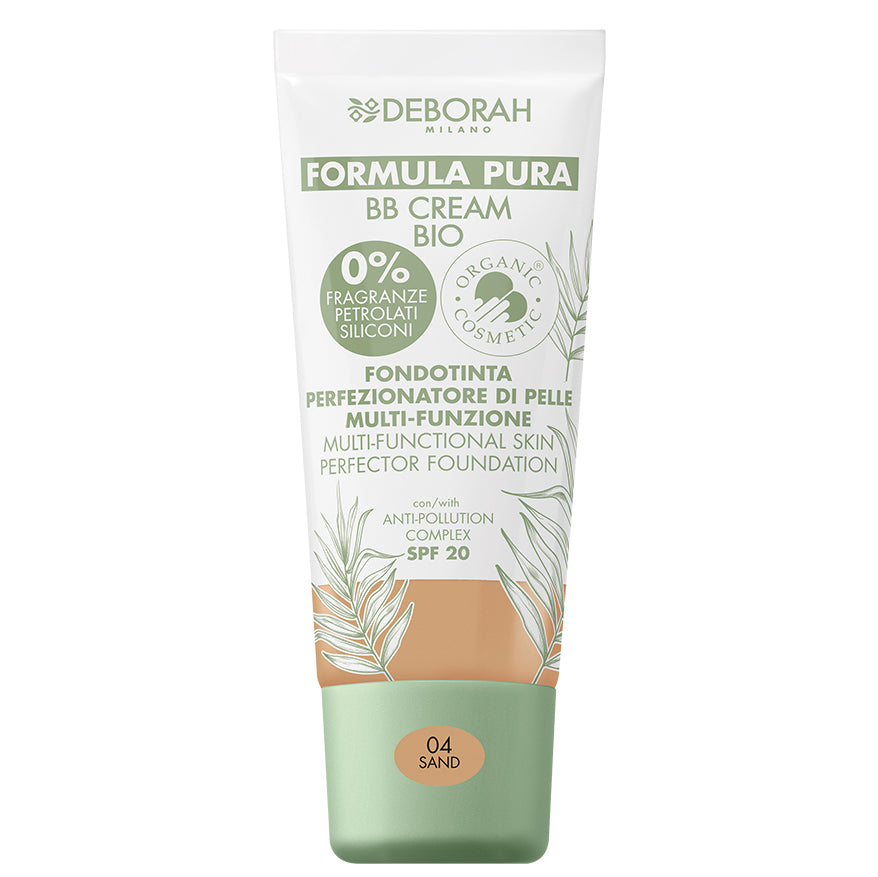 DEBORAH MILANO Formula Pura BB Cream Bio sand – glättet die Haut, kaschiert Unregelmäßigkeiten, gleicht den Teint aus, spendet Feuchtigkeit, pflegt die Haut und bietet Schutz vor blauem Licht und Umweltverschmutzung., 30ml