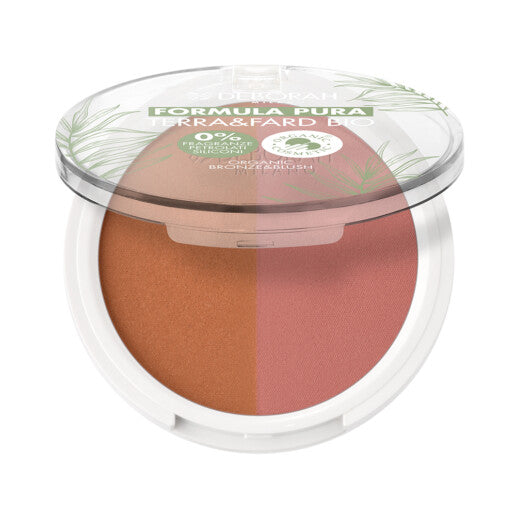 DEBORAH MILANO Formula Pura Bronze & Blush BIO – 2 in 1 – Rouge und Bronzing-Puder in einem Produkt., 9gr., tan
