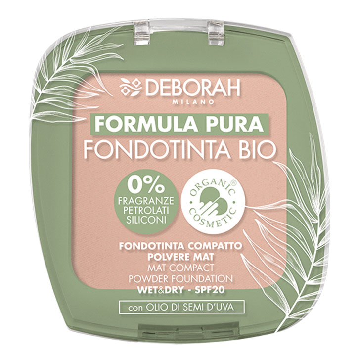 DEBORAH MILANO  Formula Pura Compact Foundation BIO true beige – Die Foundation hat eine seidig-glatte, leichte Textur und kann sowohl nass als auch trocken angewendet werden., 9gr.