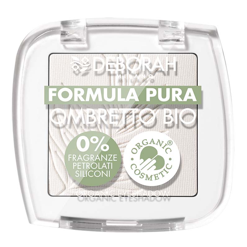 DEBORAH MILANO Formula Pura Eyeshadow Bio white – Diese besondere Zusammensetzung ermöglicht ein federleichtes Auftragen, das leicht zu verblenden ist und eine lebendige Farbabgabe bietet., 1St.