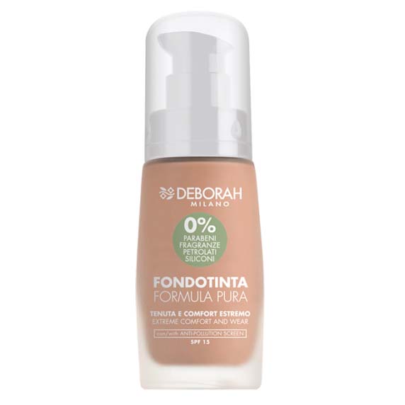 DEBORAH MILANO Formula Pura Foundation – wurde speziell entwickelt, um ultralange Haltbarkeit und absoluten Tragekomfort zu bieten. Sie ist ohne Parabene, Silikone, Erdölderivate, Acrylate und Duftstoffe formuliert und somit auch für die empfindlichste Haut geeignet., 30ml, apricot