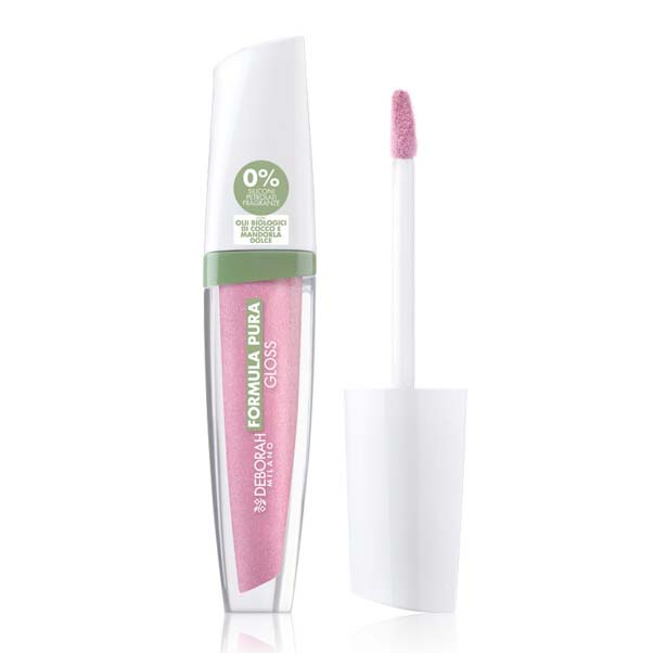 DEBORAH MILANO Formula Pura Lipgloss BIO rose – ein ultrazarter Lipgloss in brillanten Farben, komfortabel und nicht klebend, verschönert die Lippen mit einem Hauch von Farbe., 4,5gr.