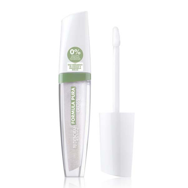 DEBORAH MILANO Formula Pura Lipgloss BIO transparent – ein ultrazarter Lipgloss in brillanten Farben, komfortabel und nicht klebend, verschönert die Lippen mit einem Hauch von Farbe., 4,5gr.