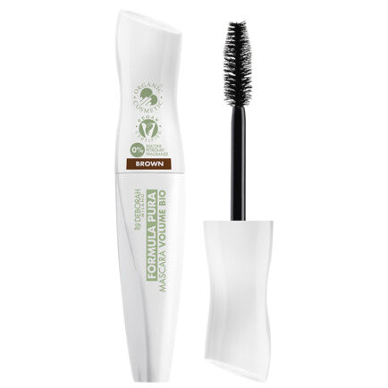 DEBORAH MILANO Formula Pura Mascara Volume BIO brown – sorgt für voluminöse und kräftige Wimpern, dabei ist sie eine sanfte Wimperntusche mit 91,4 % natürlichen Inhaltsstoffen, die für empfindliche Augen und Kontaktlinsenträgerinnen geeignet ist., 12ml