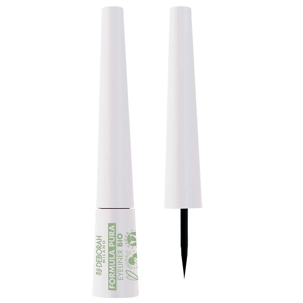 DEBORAH MILANO Formula Pura Ultra Precise Eyeliner black – ultrapräziser Flüssig-Eyeliner. Er ist mit einer Filzapplikator-Spitze ausgestattet und besteht zu 99,2% aus Inhaltsstoffen natürlichen Ursprungs., 1St.
