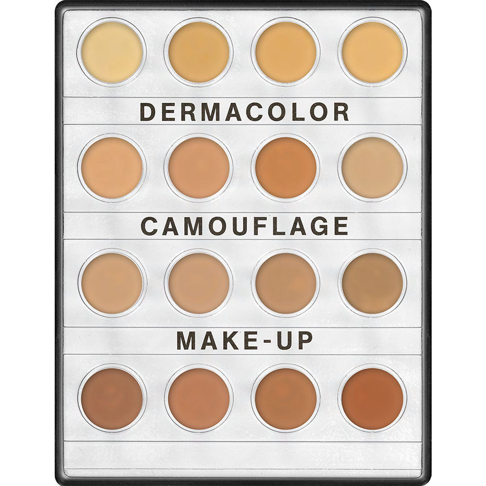 DERMACOLOR Camouflage Creme Mini-Palette 16 Farben – besonders pigmentstarkes Make-up zur Abdeckung farblicher Hautanomalien, von Narben und Tätowierungen für Gesicht und Hals., Set, 3_960