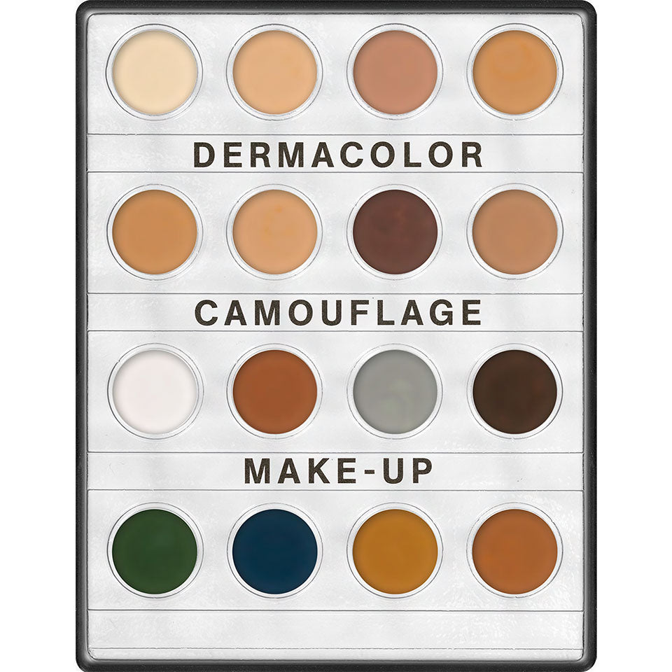 DERMACOLOR Camouflage Creme Mini-Palette 16 Farben – besonders pigmentstarkes Make-up zur Abdeckung farblicher Hautanomalien, von Narben und Tätowierungen für Gesicht und Hals., Set, 5_960