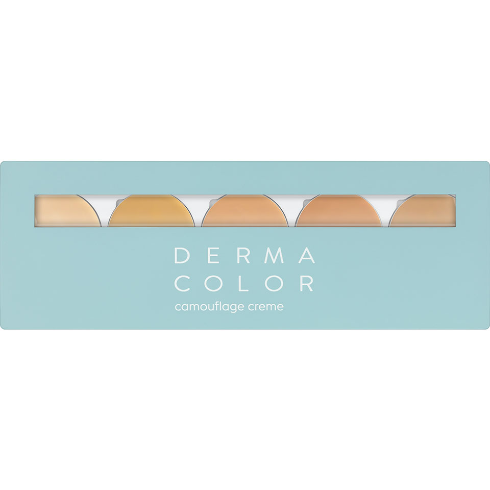 DERMACOLOR Camouflage Creme Quintett - DQ1 – ein besonders pigmentstarkes Make-up zur Abdeckung farblicher Hautanomalien, von Narben und Tätowierungen für Gesicht und Hals., 10gr., geschlossen