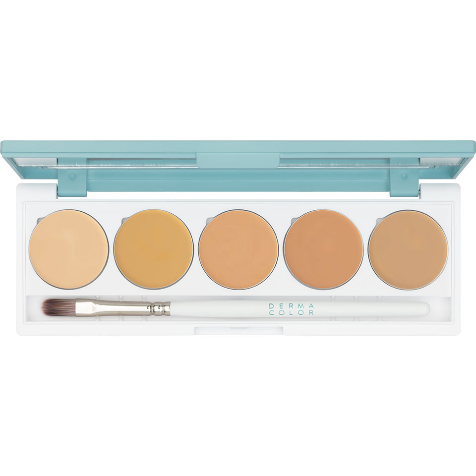 DERMACOLOR Camouflage Creme Quintett - DQ1 – ein besonders pigmentstarkes Make-up zur Abdeckung farblicher Hautanomalien, von Narben und Tätowierungen für Gesicht und Hals., 10gr.