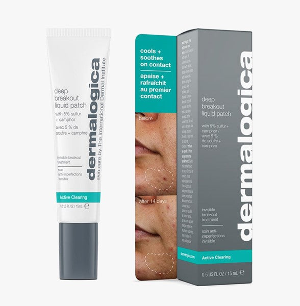 DERMALOGICA Active Clearing Deep Breakout Liquid Patch – verwandelt sich von einer Flüssigkeit in ein transparentes Patch, das die Haut direkt nach dem Auftragen beruhigt und tief in der Haut liegende Entzündungen minimiert., 15ml, mit Karton