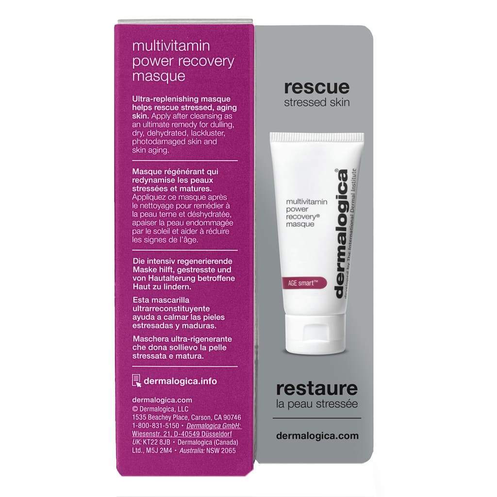 DERMALOGICA AGE smart MultiVitamin Power Recovery Masque – verbessert die Spannkraft der Haut, stimuliert die Kollagensynthese und repariert Hautschäden. Sehr sanft zur Haut., 15ml, Box