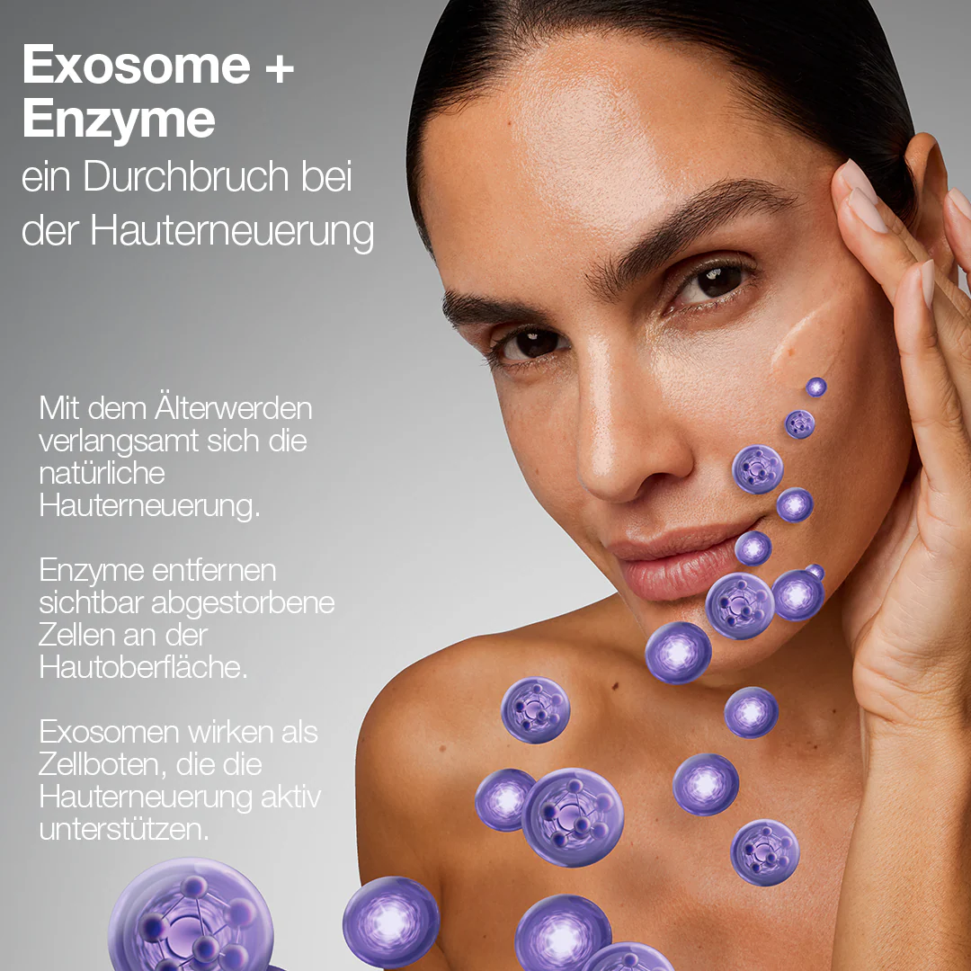DERMALOGICA Phyto Nature E²  – Regenerierendes Exosomen Leave-On, 100ml, Erklärung Exosomen Technologie, Frau wendet Serum in Gesicht an