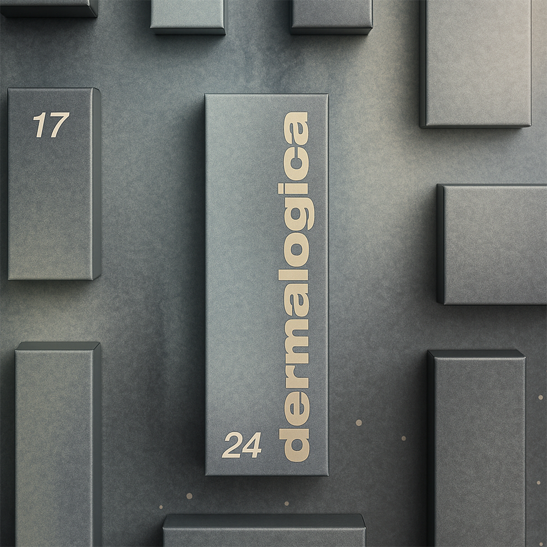 DERMALOGICA Premium Adventskalender 2025 – 1stk, Detailaufnahme Verpackung des Inhalts
