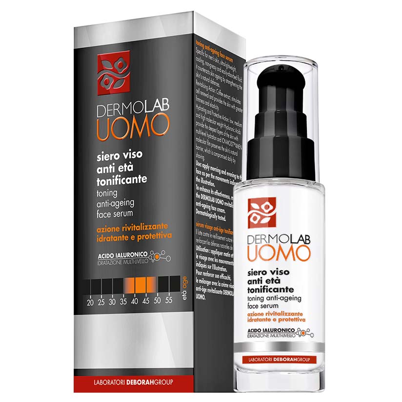 DERMOLAB UOMO toning anti-ageing face serum – Speziell für Männerhaut: ultraleichtes, kühlendes, nicht fettendes und leicht einziehendes Serum. Das Fluid wirkt der Hautalterung entgegen und stärkt die natürlichen Abwehrkräfte der Haut., 30ml