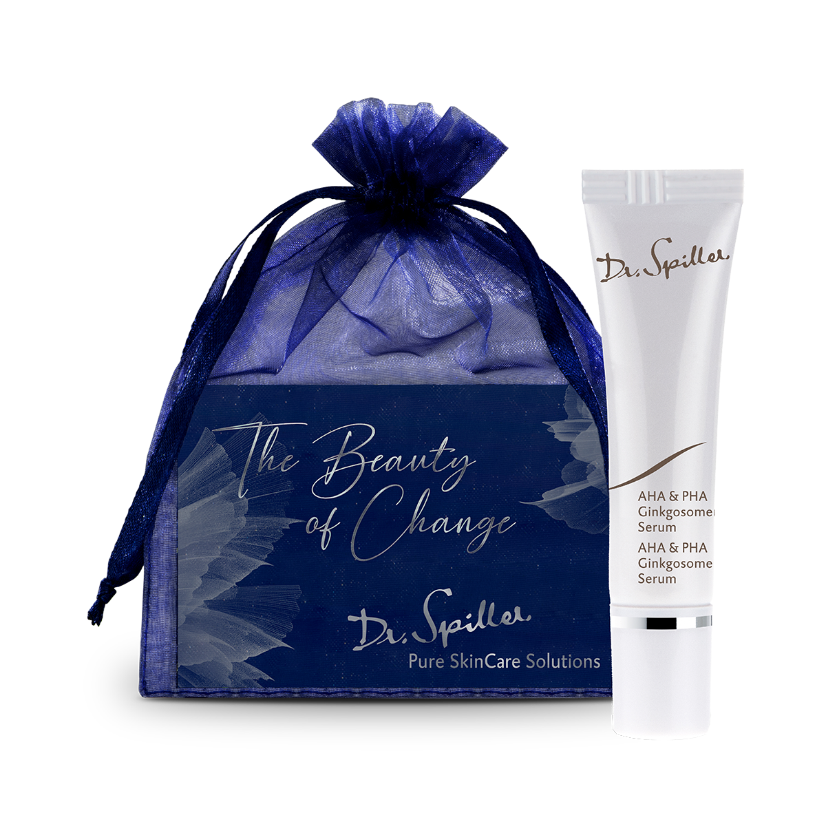 DR SPILLER AHA & PHA Ginkgosomen Serum – Limited Edition, 10ml, Tube und Organzasäckche