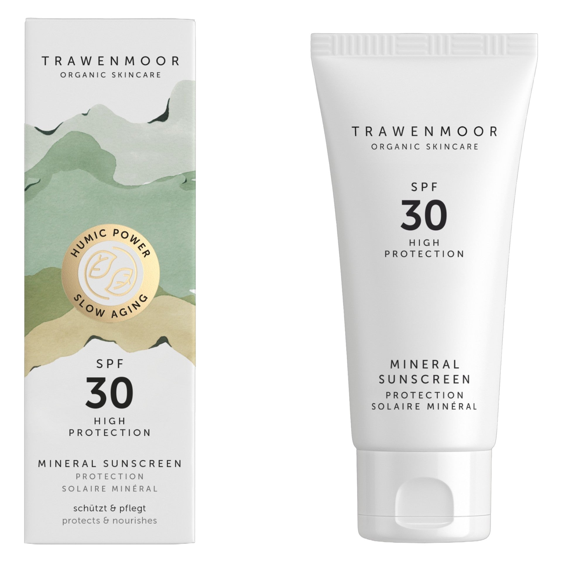 DR SPILLER TRAWENMOOR Mineral Sunscreen SPF 30 – getönter Sonnenschutz, 50ml, Tube und Umkarton