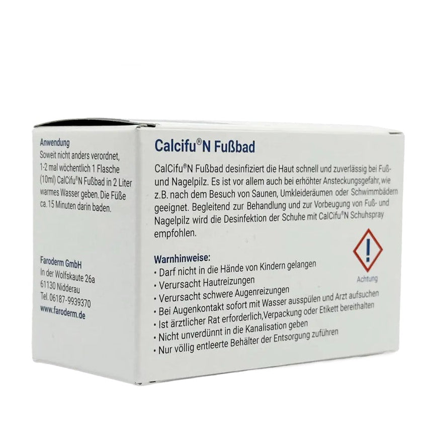 FARODERM Calcifu N Fußbad  – Schutz vor Fuß- und Nagelpilz, 8x10 ml, Umkarton Rückseite