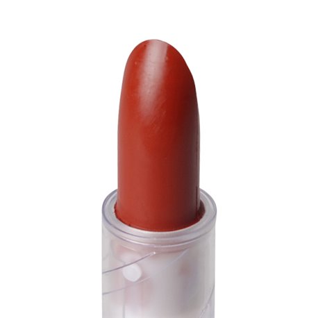 GRIMAS Lipstick PURE matt terracotta 5-27 – cremig-matter Lippenstift in warmem Rotbraun, 3,5g, Detailaufnahme Lippenstift offen