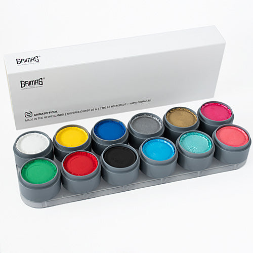 GRIMAS Water Make-up-6/P6-XL-Palette – für Facepainting, Kinderschminken und Bodypainting, 12x15ml, Umkarton und Palette