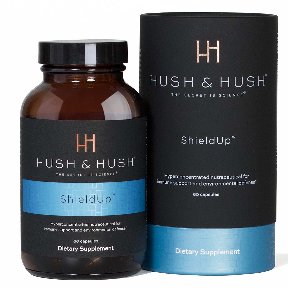 HUSH & HUSH Shieldup™ – Nahrungsergänzungsmittel, 50g, Dose und Umkarton