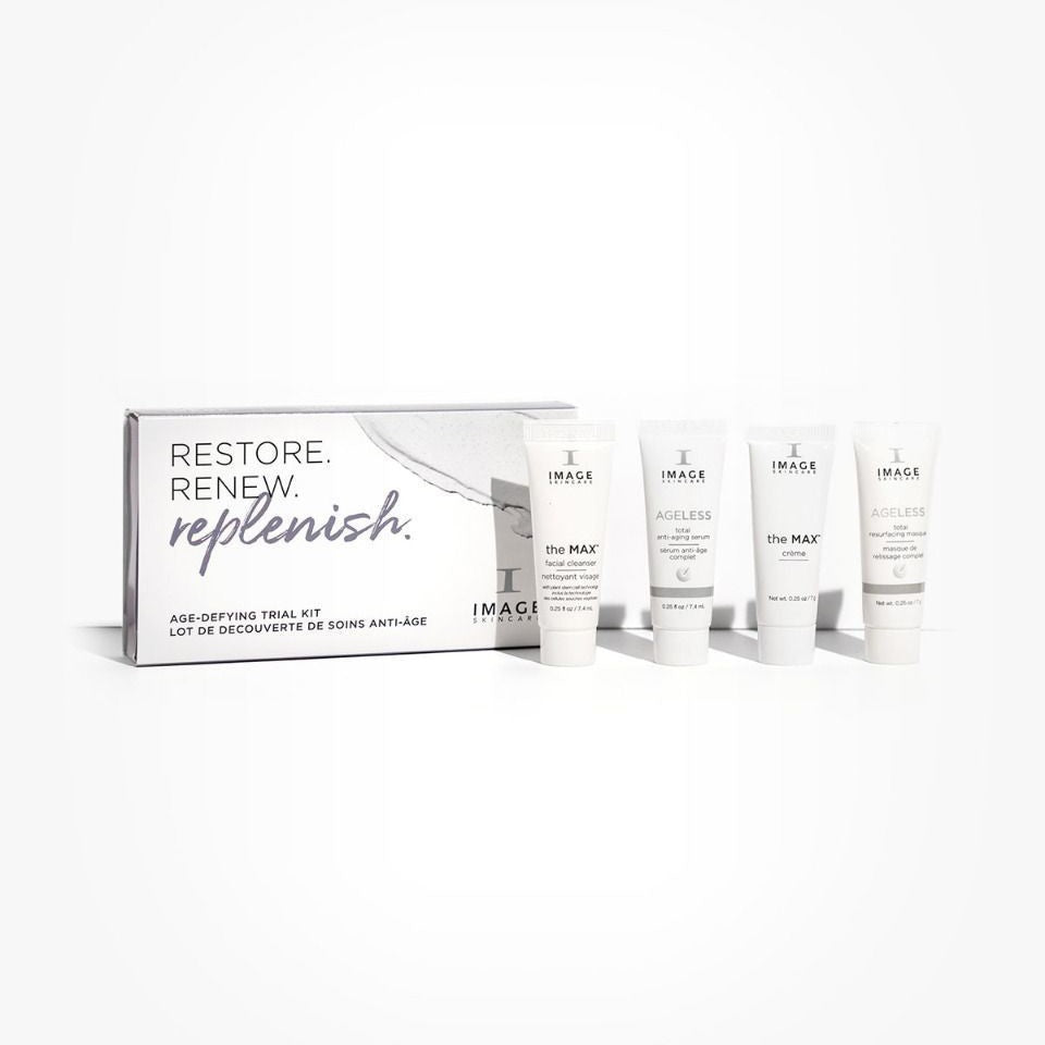 IMAGE SKINCARE Ageless Age-Defying Trial Kit – Proben-Set, 4x7g, Tuben und Umkarton
