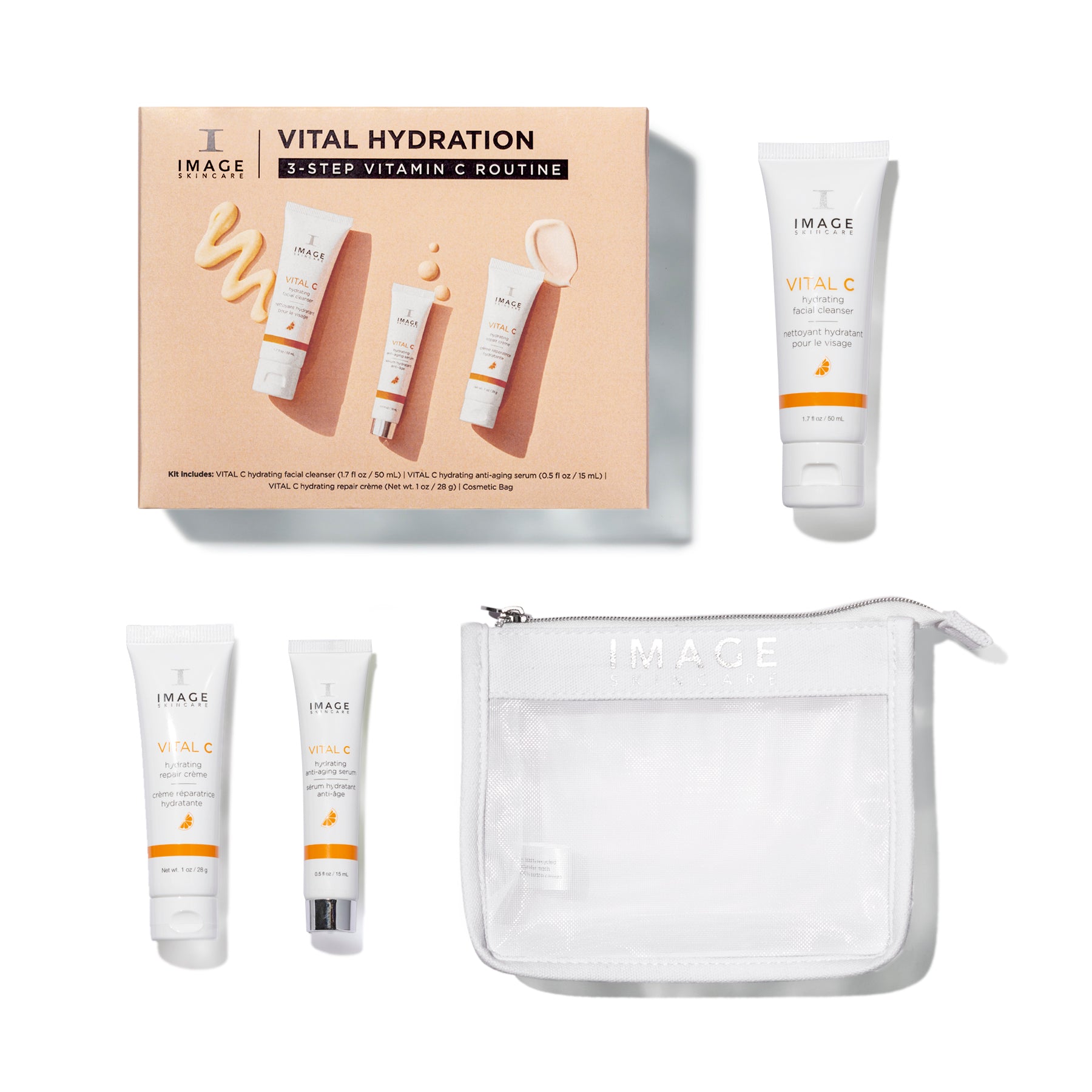 IMAGE SKINCARE VITAL HYDRATION travel set – Reisegrößen-Set, 1Stk, Produkte Kosmetiktasche und Umkarton