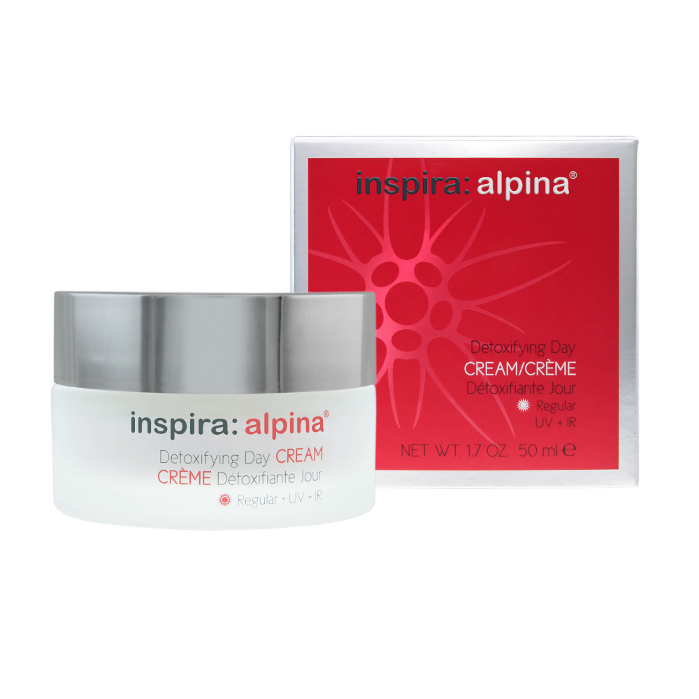 INSPIRA:COSMETICS inspira:alpina Detoxifying Day Cream Regular – Leichte Tagespflege mit Detox-Schutz, 50ml, Tiegel und Umkarton