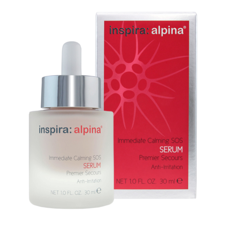 INSPIRA:COSMETICS inspira:alpina Immediate Calming SOS Serum – Beruhigendes Serum für sensible, gereizte Haut, 30ml, Pipetten Flasche und Umkarton