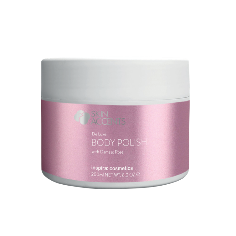 INSPIRA:COSMETICS Skin Accents De Luxe Body Polish – Zartes Rosen-Body-Peeling, 200ml, Tiegel