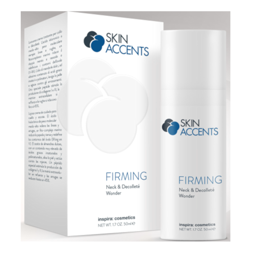INSPIRA:COSMETICS Skin Accents Firming Neck & Decollete Wonder – Straffende Premiumpflege für Hals & Dekolleté, 50ml, Pumpspender und Umkarton
