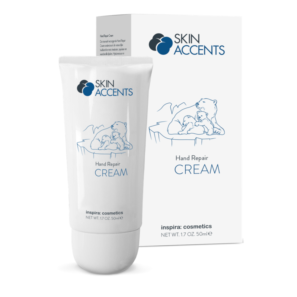 INSPIRA:COSMETICS Skin Accents Hand Repair Cream – Sanfte Repair-Pflege für trockene, beanspruchte Hände, 50ml, Tube und Umkarton
