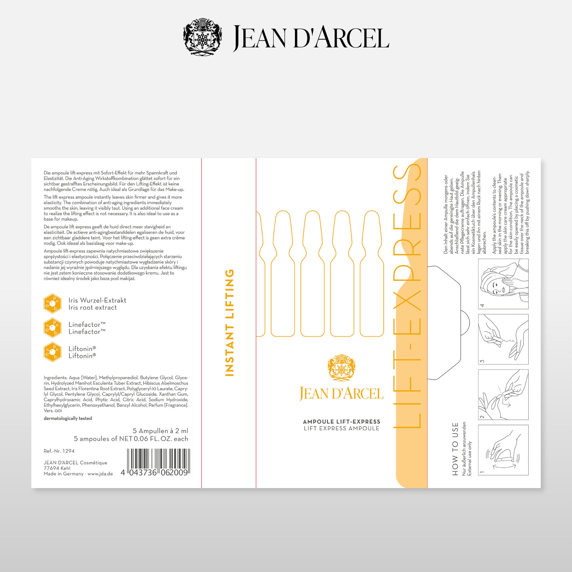 JEAN D'ARCEL ampoule lift-express | lift express ampoule – Lifting Ampullen, 5x2ml, Faltschachtel