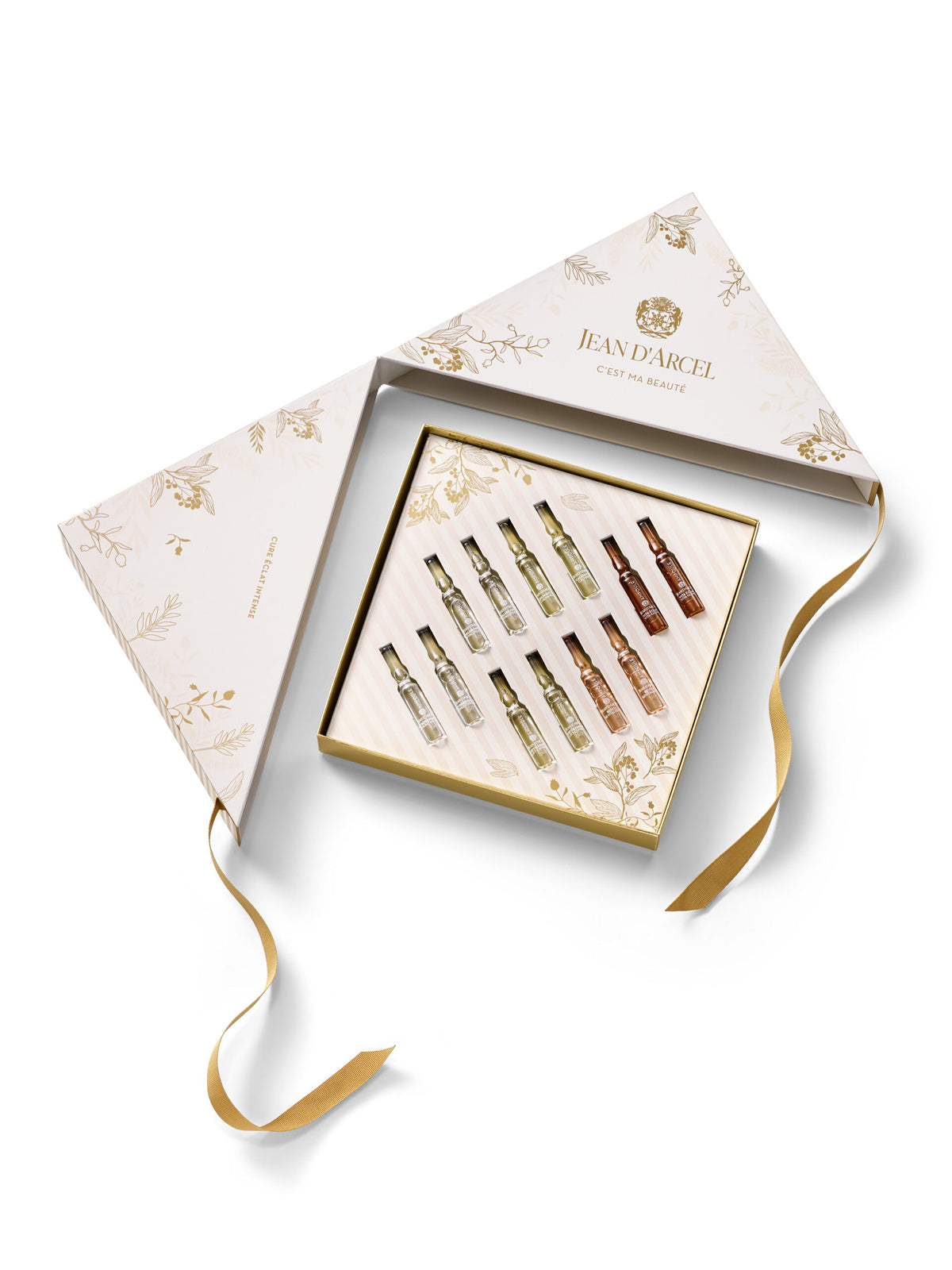 JEAN D'ARCEL cure éclat intense – Ampullen-Kur Geschenk-Set, 12x2ml, Geschenkbox offen