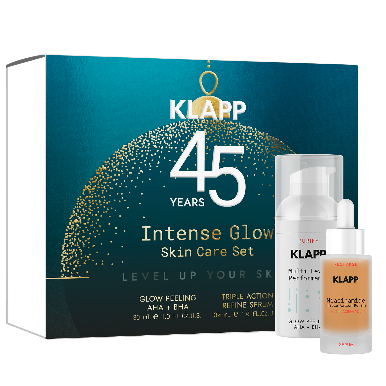 KLAPP Intense Glow Skin Care Set – Christmas Collection, 1Stk, Einzelprodukte und Geschenkkarton