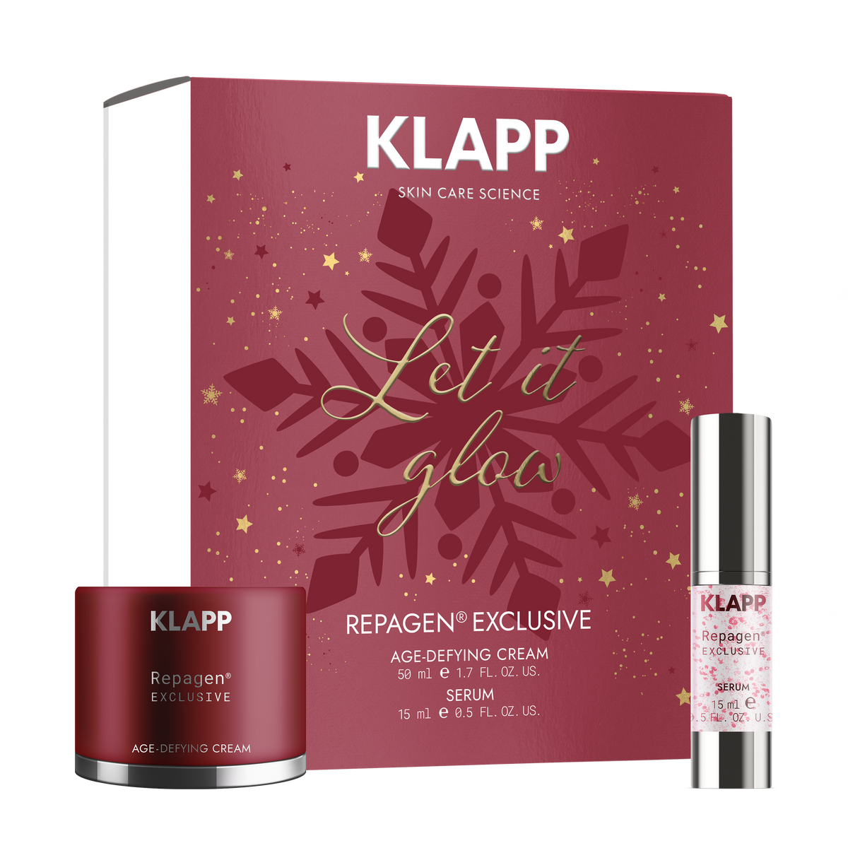 KLAPP Limited XMAS Collection Repagen Exclusive – Anti-Aging Pflege-Set, 50ml+15ml, Geschenkbox und Einzelprodukte