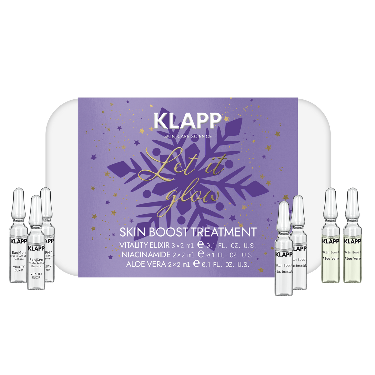 KLAPP Limited XMAS Collection Skin Boost Treatment, 7x2ml, Geschenkdose und Einzelampullen