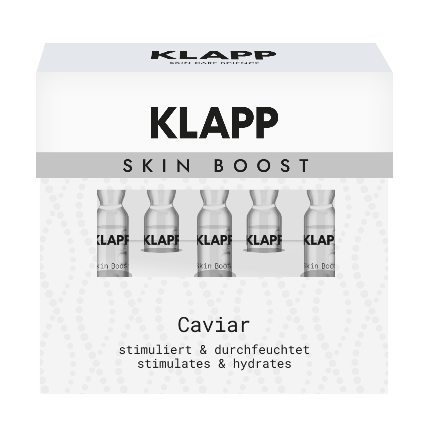 KLAPP Skin Boost Caviar Ampoules  – für glatte und gepflegte Haut, 5x2ml, Umkarton